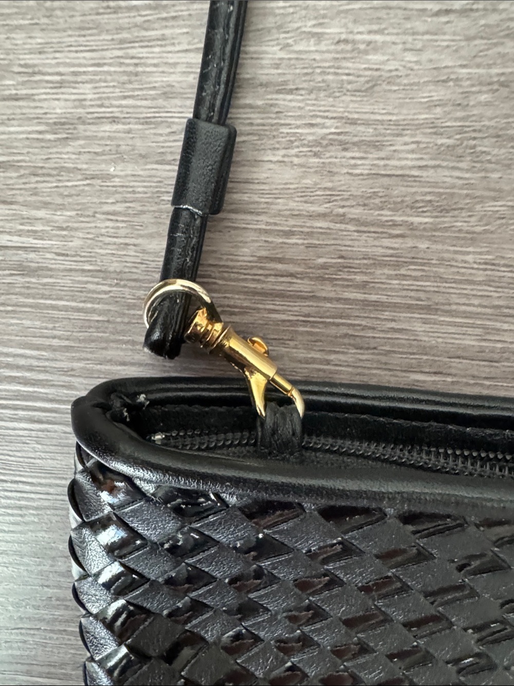 Vintage Woven Leather Bag or Clutch in Black - Picture 6 of 10